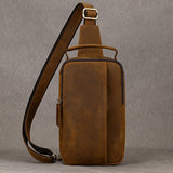 1688同款 9332 Brown genuine leather small sling bag
