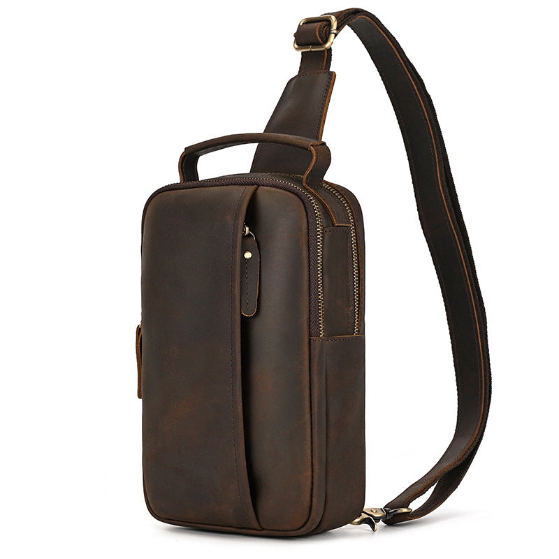 1688同款 9332 Dark Brown genuine leather small sling bag