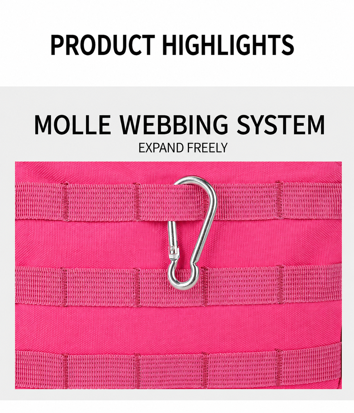 9L tactical backpack MOLLE webbing system detail