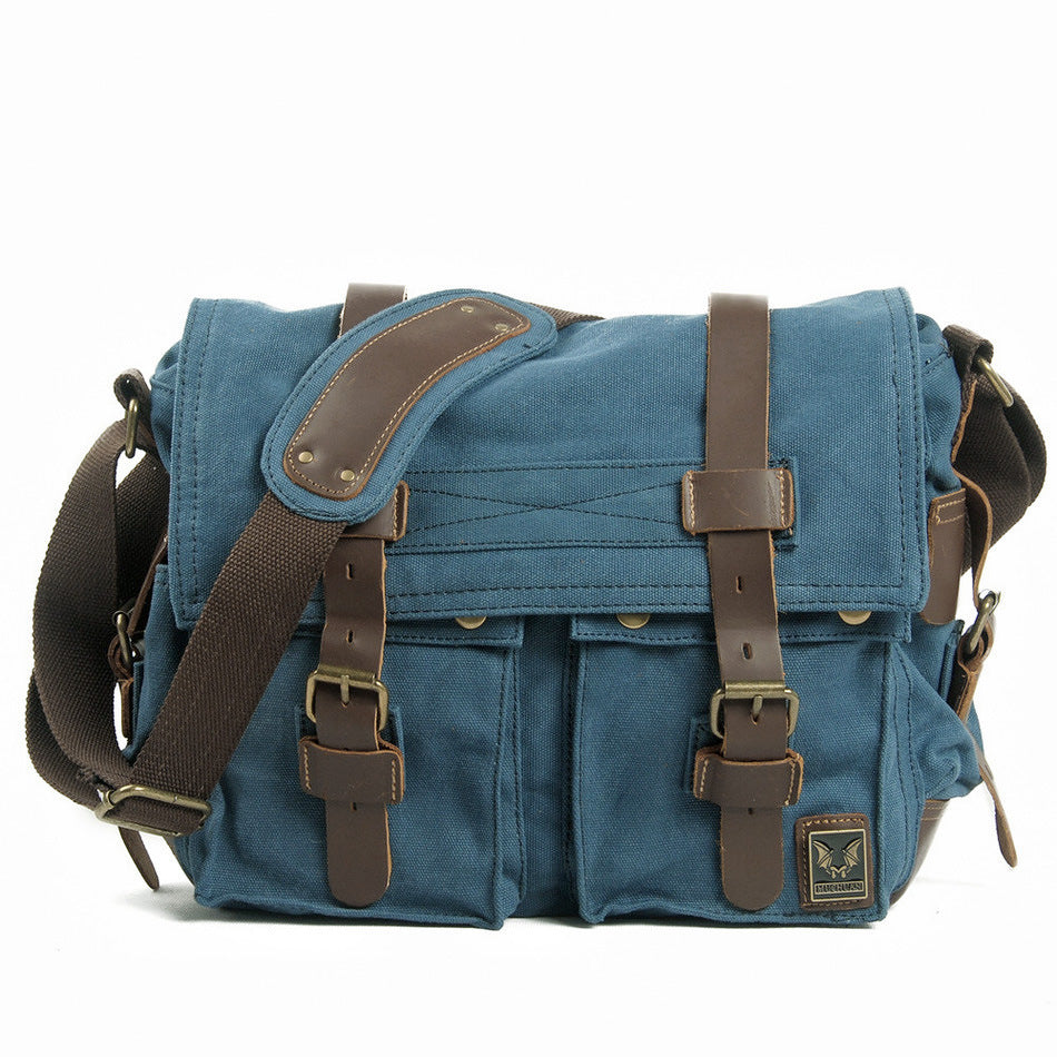 Gewachste Canvas Messenger Bag Laptop Herren 
