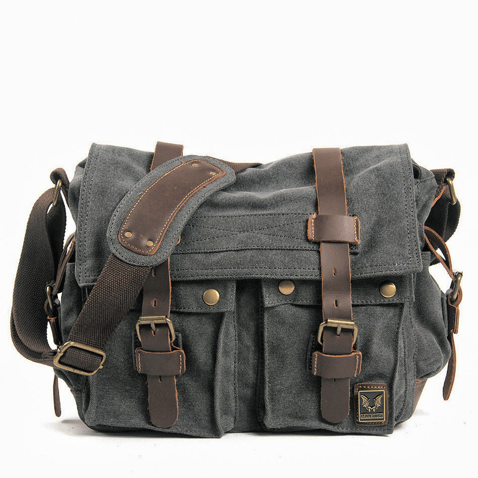 Gewachste Canvas Messenger Bag Laptop Herren 