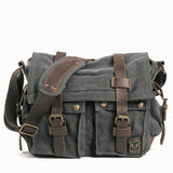 Gewachste Canvas Messenger Bag Laptop Herren 