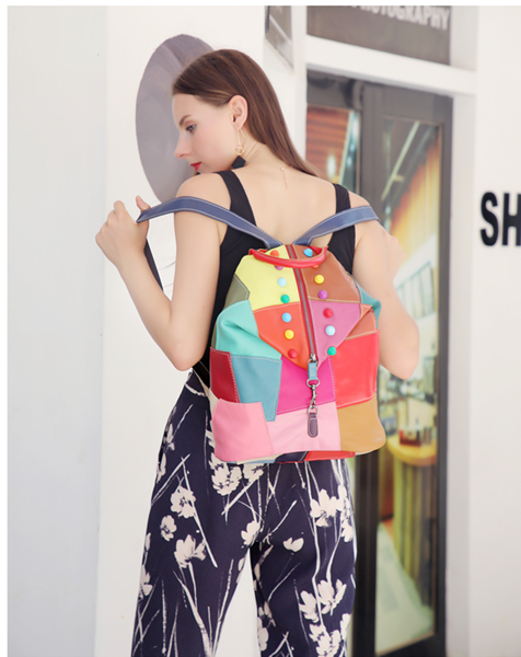 Colorful Soft Leather Backpacks for Women