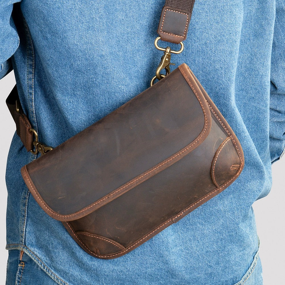 Black leather compact crossbody bag color view