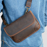 Black leather compact crossbody bag color view