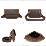 Coffee leather crossbody bag front detail