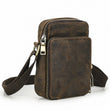 Coffee pebbled leather phone bag zipper and hardware detail