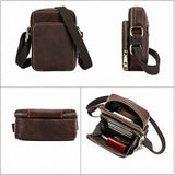 Coffee pebbled leather phone crossbody bag side profile