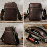 Coffee pebbled leather phone crossbody bag front view