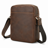 Woosir crazy horse leather ipad crossbody bag clean rear side view