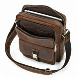 Crazy horse leather iPad crossbody bag interior compartments