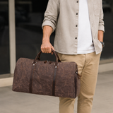 Waxed Canvas Genuine Leather Duffle Bag with Shoe Compartment exact product model front lifestyle