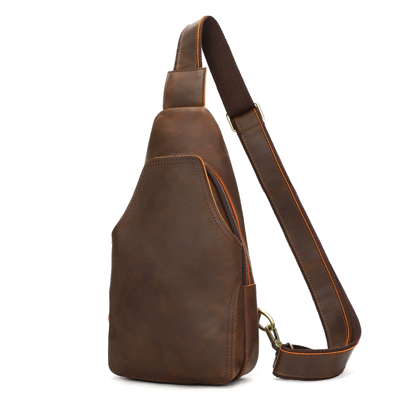 Woosir full grain leather compact chest bag white background front