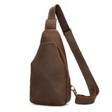 Woosir full grain leather compact chest bag white background front