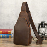 Woosir full grain leather compact chest bag lifestyle view