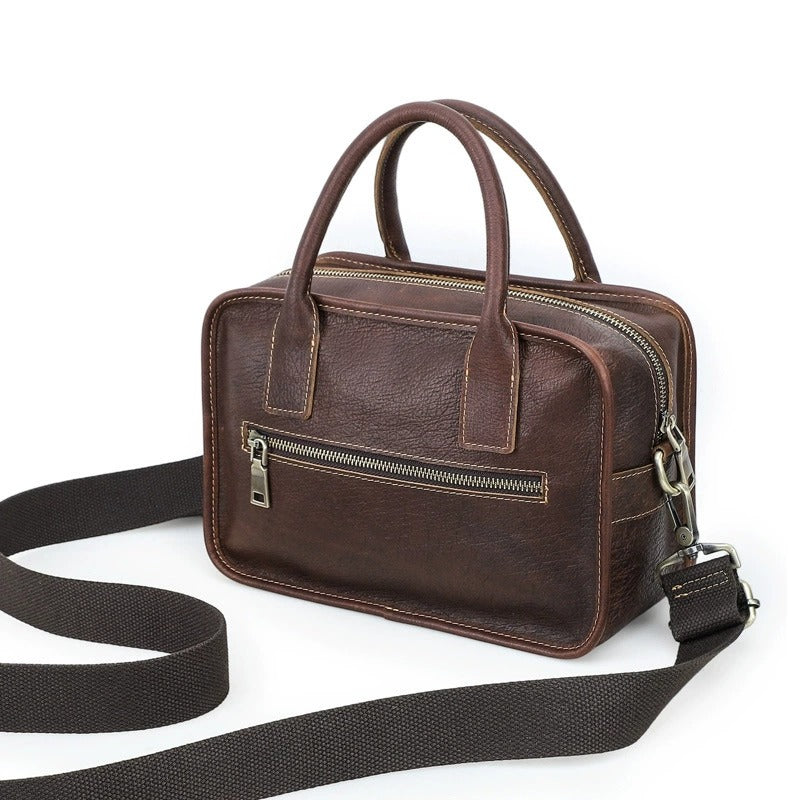 Coffee leather handbag clean product view