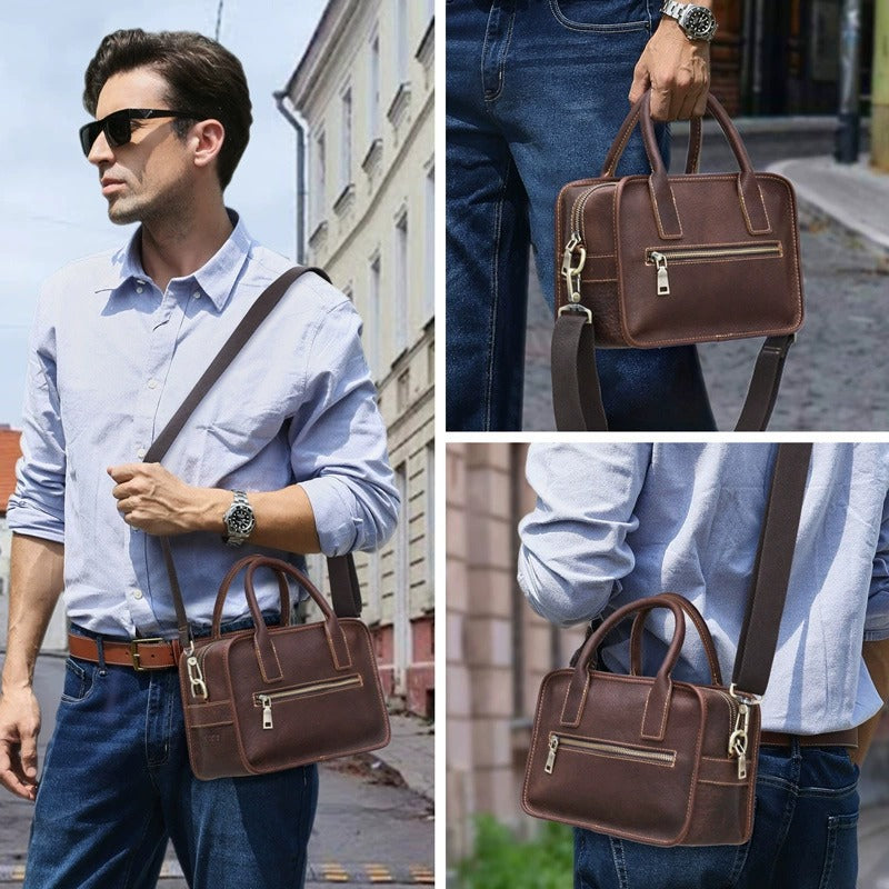 Vintage leather crossbody handbag lifestyle view