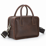 Woosir full grain leather compact crossbody handbag model front wearing