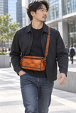 Woosir Vintage Full-Grain Leather Compact Shoulder Bag city commute scene