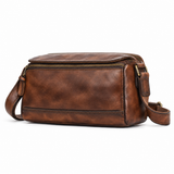 Woosir Vintage Full-Grain Leather Compact Shoulder Bag coffee variant