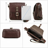 Full-grain leather messenger bag bottom view