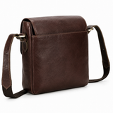 Woosir full grain leather ipad crossbody messenger bag clean rear three quarter view