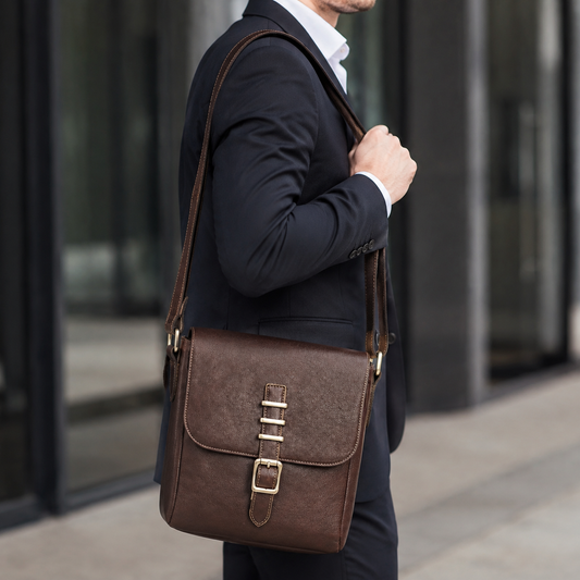 Woosir full grain leather ipad crossbody messenger bag model office commute