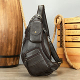 Woosir full grain leather large chest bag clean product angle