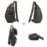 Woosir full grain leather large chest bag rear angle