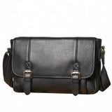 Full-grain leather large messenger bag on white background