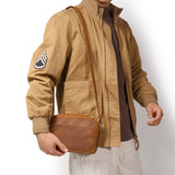 Leather crossbody bag front detail