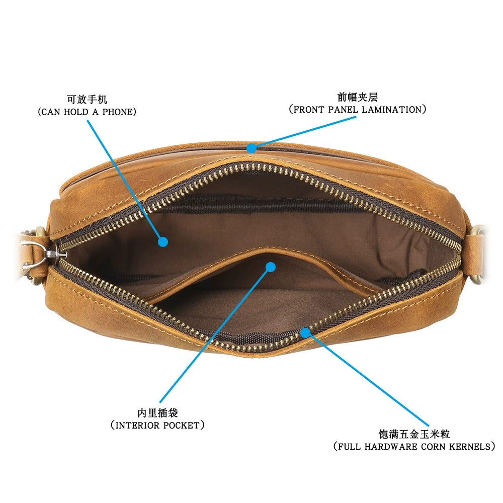 Leather crossbody bag side view