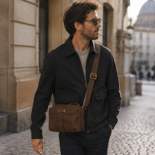 Woosir Vintage Full-Grain Leather Shoulder Bag AI full grain leather shoulder bag model city