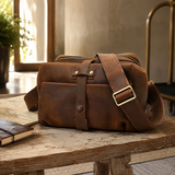 Woosir Vintage Full-Grain Leather Shoulder Bag AI full grain leather shoulder bag travel scene