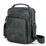 Mens genuine leather crossbody bag lifestyle carry