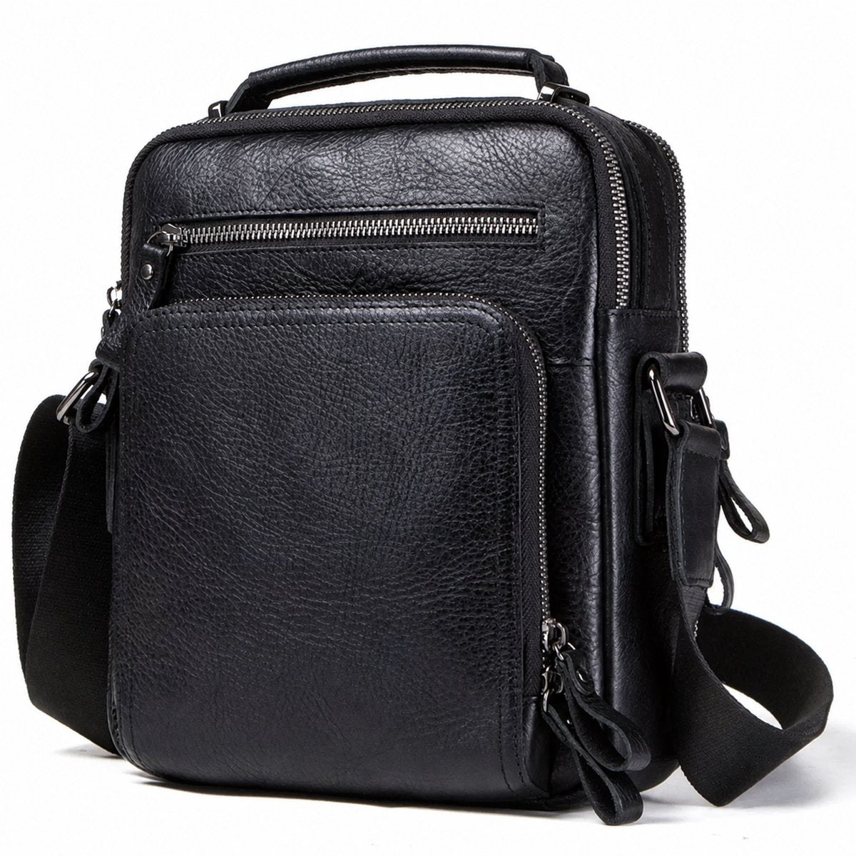 Multi-pocket leather crossbody bag rear view