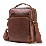 Genuine leather crossbody bag side profile and strap