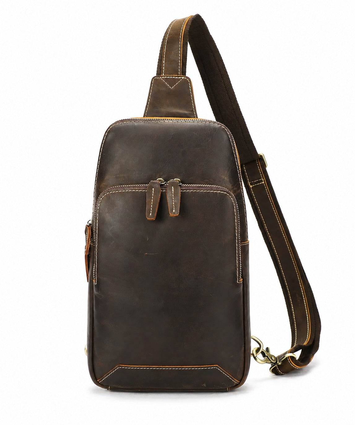 Woosir genuine leather vintage chest bag travel clean catalog view