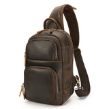 Woosir Large Vintage Leather Chest Bag for Men white background front