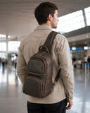 Woosir Large Vintage Leather Chest Bag for Men coffee model travel
