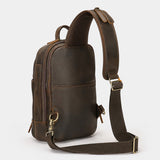 Woosir Large Vintage Leather Chest Bag for Men rear side product view