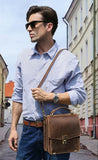 Leather messenger bag removable metal hooks and buckles