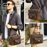 Leather travel organizer crossbody bag lifestyle view