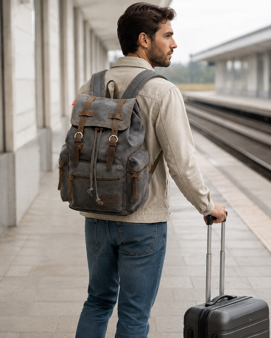 Woosir men-21l-vintage-canvas-backpack generated model 2