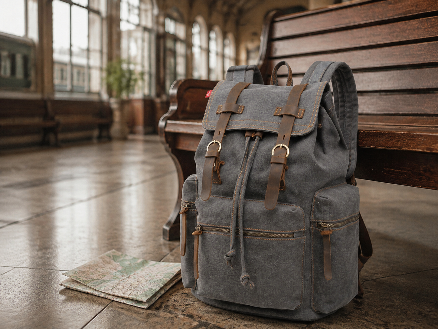 Woosir men-21l-vintage-canvas-backpack generated scene 2