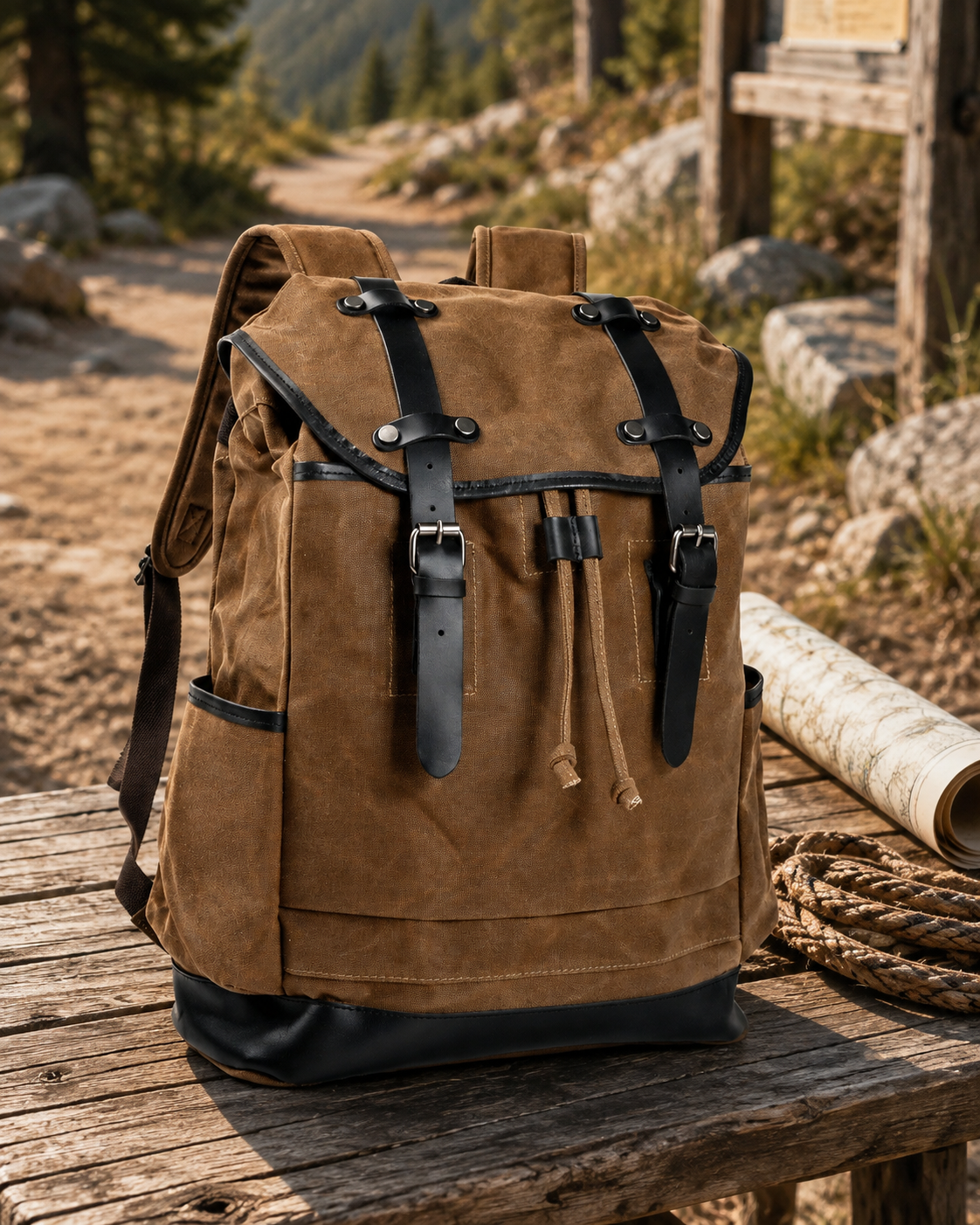 Woosir generated scene 2 | mens-outdoor-large-capacity-canvas-travel-climbing-backpack
