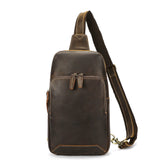 Woosir Men's Vintage Crazy Horse Leather Chest Bag white background front