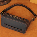 Woosir Men's Vintage Leather Chest Bag with Adjustable Strap deep coffee product view