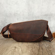Woosir Multi-Pocket Crazy Horse Leather Chest Bag brown lifestyle view