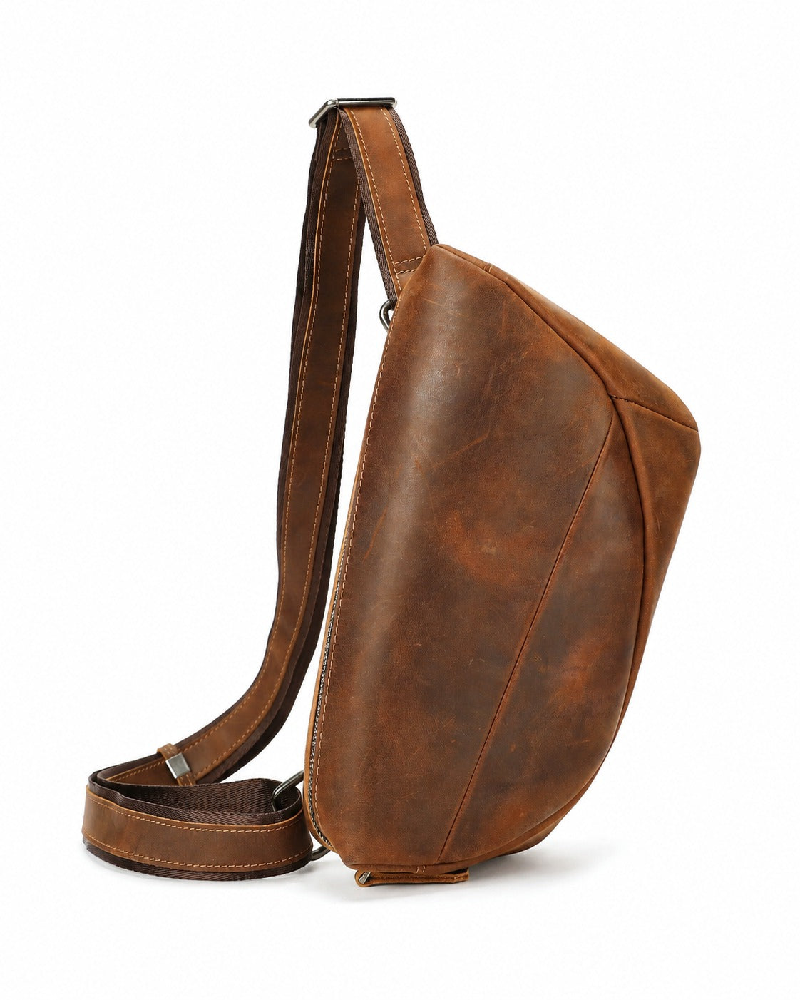 Woosir Multi-Pocket Crazy Horse Leather Chest Bag brown clean catalog
